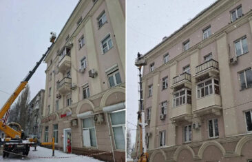 УК «Дипломат» выполнила очистку кровли от снега и наледи в доме №36 на ул. 20-летия Октября