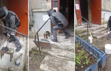 УК «Дипломат» установила решётку для очистки обуви и восстановила входную группу в доме №38 на ул. 20-летия Октября