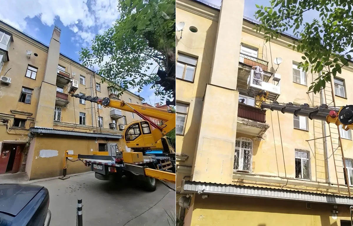 УК «Дипломат» выполнила ремонт балконной плиты и фасадной части дома №31 на ул. Никитинской