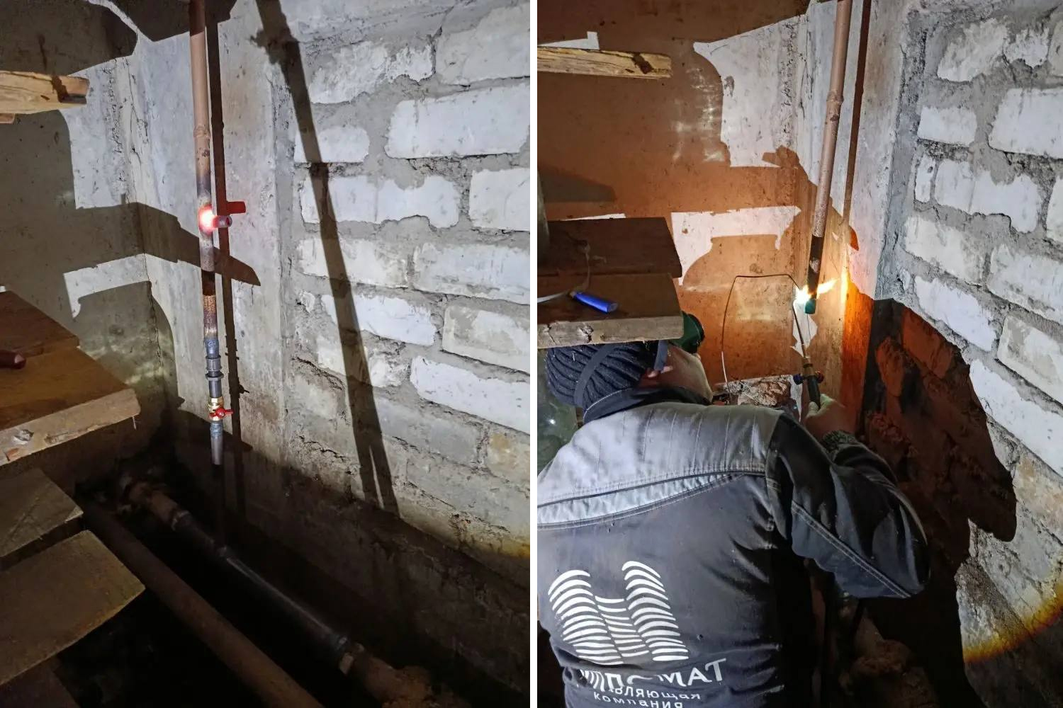 УК «Дипломат» выполнила сварочные работы в подвальном помещении дома №39 на ул. 232 Стрелковой дивизии