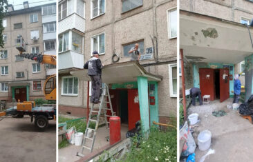Специалисты УК «Дипломат» приступили к ремонту кровли входных групп в доме №39 на ул. 232 Стрелковой Дивизии