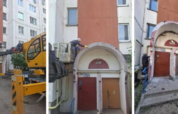 Специалисты УК «Дипломат» приступили к ремонту входных групп в доме №10 на ул. Папова