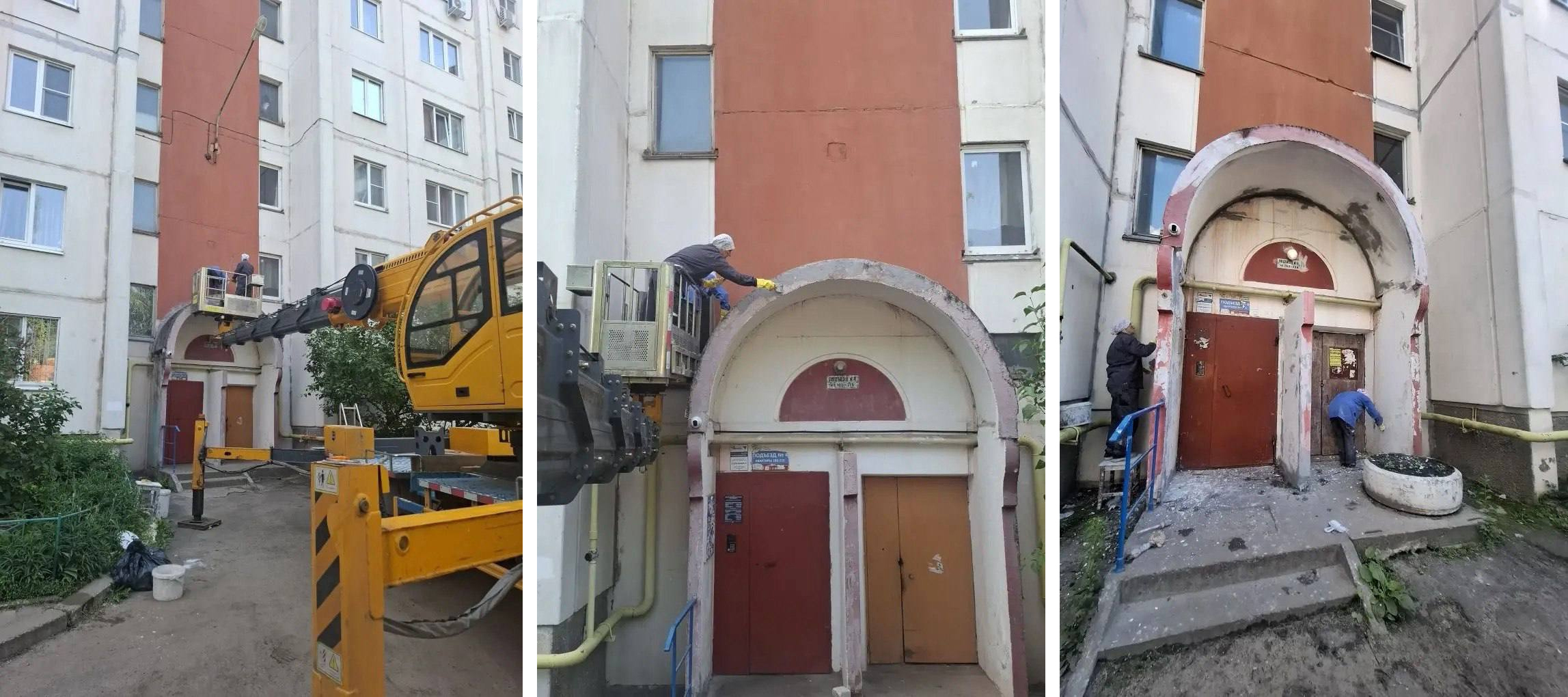 Специалисты УК «Дипломат» приступили к ремонту входных групп в доме №10 на ул. Папова