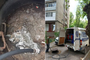 Устранен засор дворовой канализации