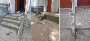 Выполнено восстановление цементной стяжки входных групп.
