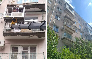 УК «Дипломат» выполнила ремонт балконов в доме №4 на пл. Ленина