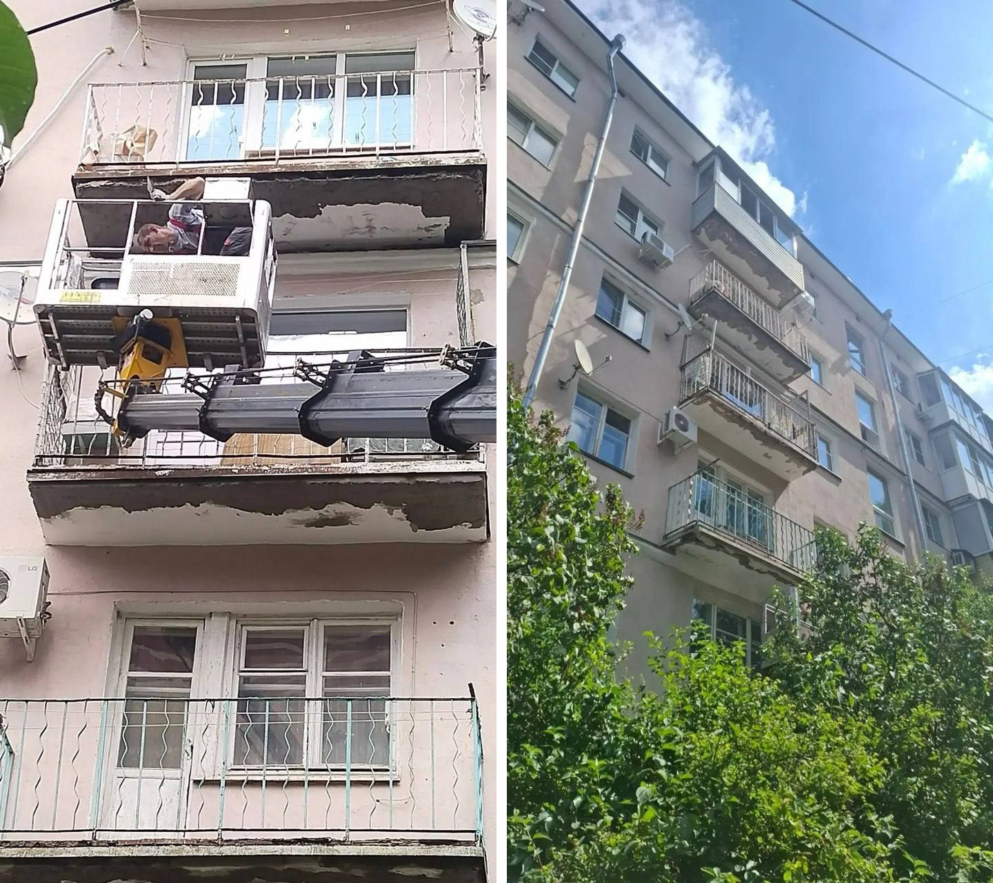 УК «Дипломат» выполнила ремонт балконов в доме №4 на пл. Ленина