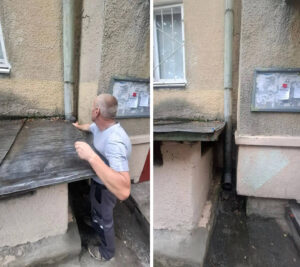Выполнен ремонт водосточной трубы.
