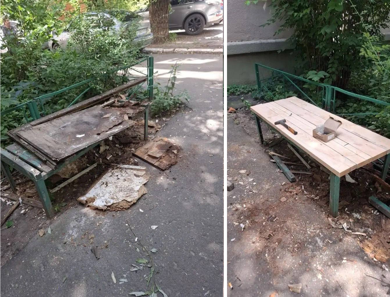 У дома №4 на площади Ленина восстановили лавочку