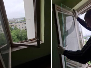 Выполнили работы в подъезде по остеклению.