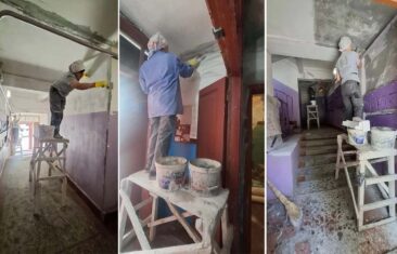 УК «Дипломат» проводит ремонт первых этажей в доме №126 на ул. Чапаева