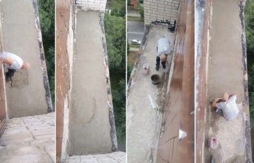 УК «Дипломат» выполнила устройство цементной стяжки плиты лоджии в доме №44 на ул. Моисеева