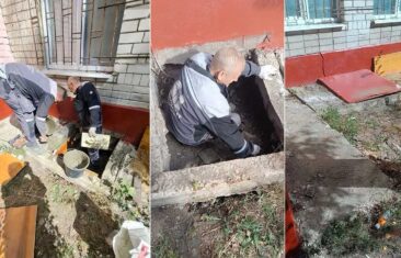 В доме №132 на ул. Чапаева специалисты УК «Дипломат» отремонтировали приямок у подъезда